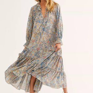 Free People Feeling Groovy Maxi Dress - Blue Ivory Dress